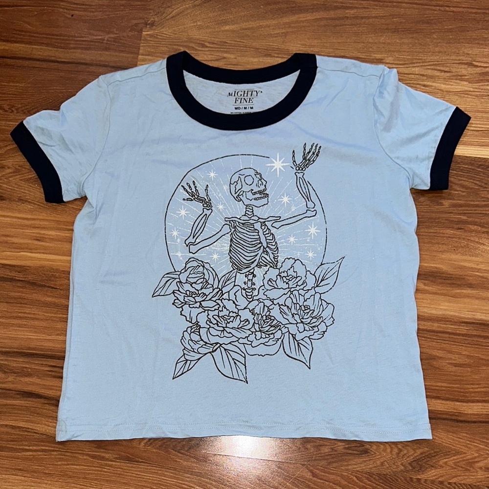 Mighty Fine Blue Skeleton Graphic T-Shirt